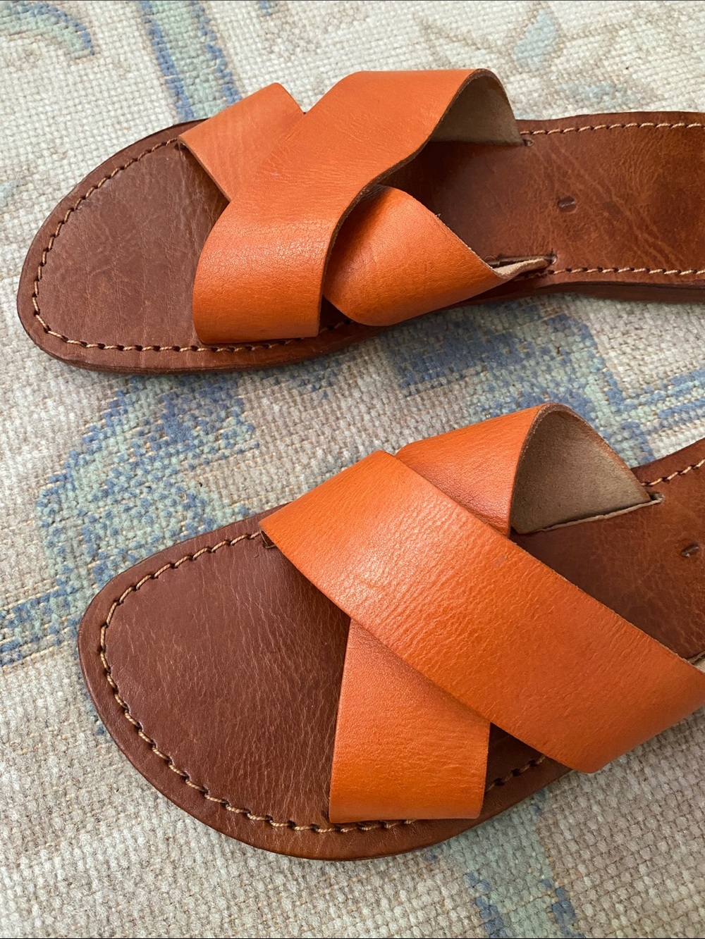 Moroccan Leather Cross-Strap Slide Sandals - Picture 2 of 4